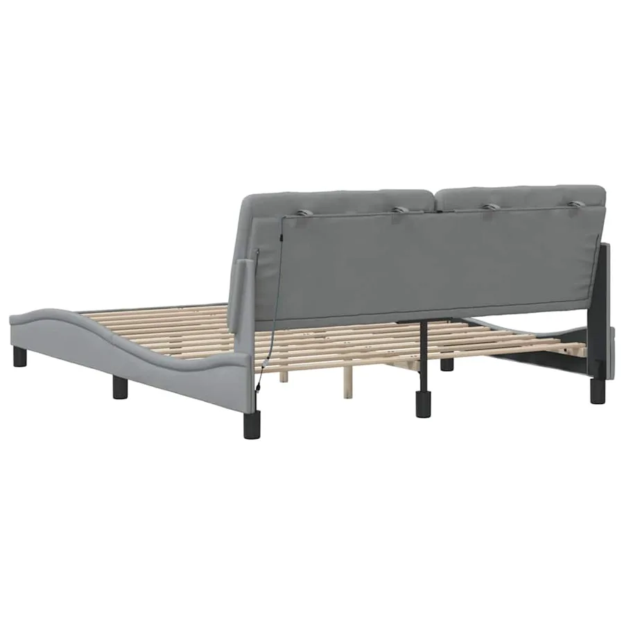 Cadre de lit avec LED sans matelas gris clair 160x200 cm tissu - 10