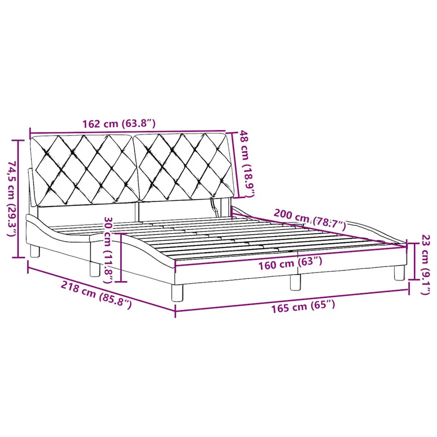 Cadre de lit avec LED sans matelas gris clair 160x200 cm tissu - 16
