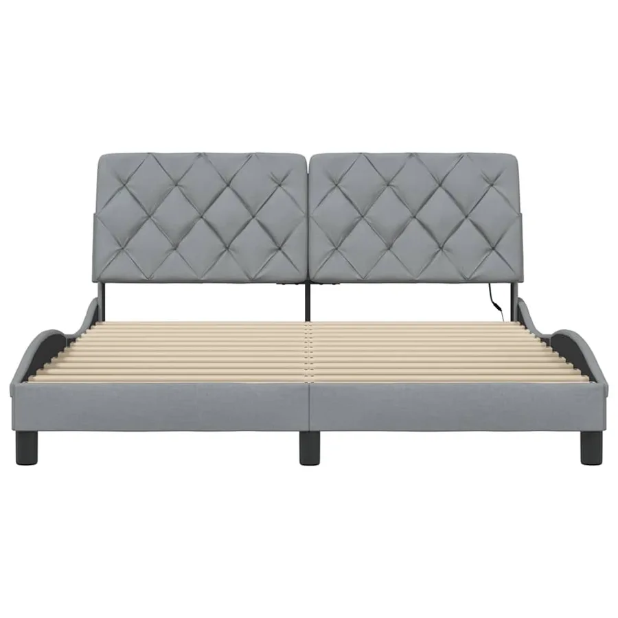 Cadre de lit avec LED sans matelas gris clair 160x200 cm tissu - 6