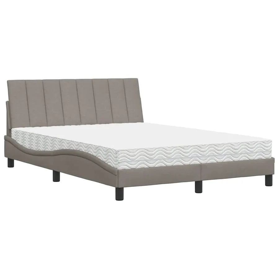 Lit avec matelas Hanko taupe 140x200 cm tissu - 2
