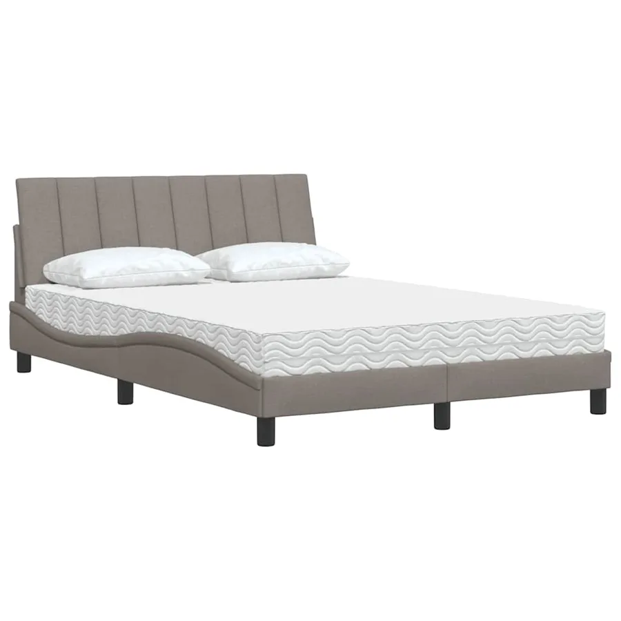 Lit avec matelas Hanko taupe 140x200 cm tissu - 4