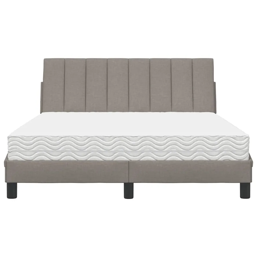 Lit avec matelas Hanko taupe 140x200 cm tissu - 5