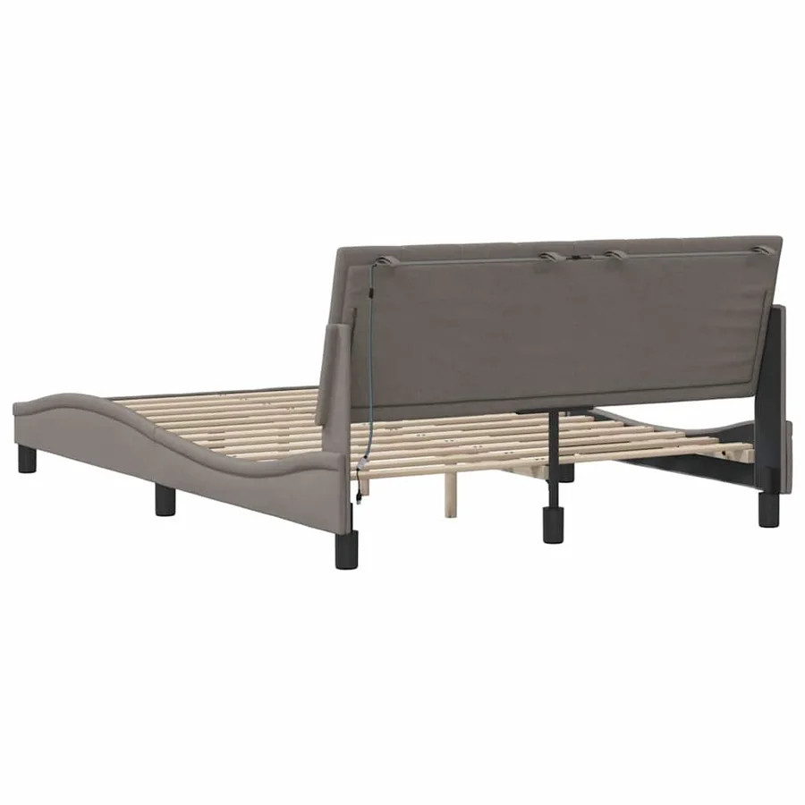 Cadre de lit sans matelas Hanko taupe 140x190 cm tissu - 10