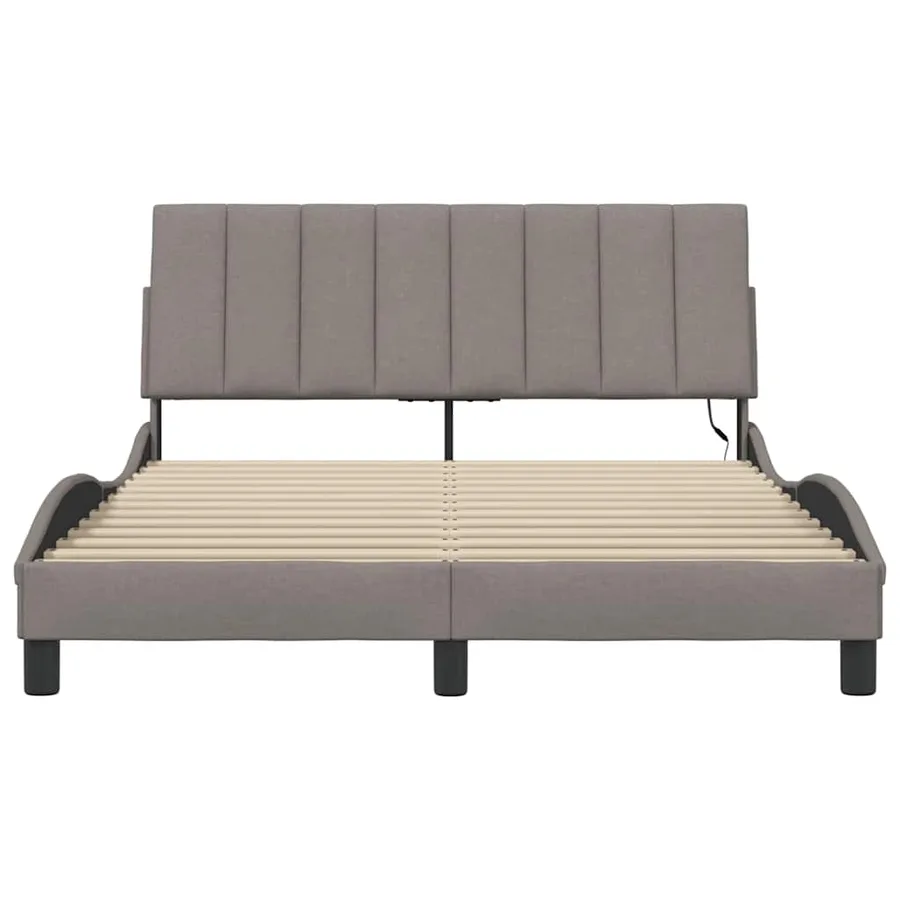 Cadre de lit sans matelas Hanko taupe 140x190 cm tissu - 6
