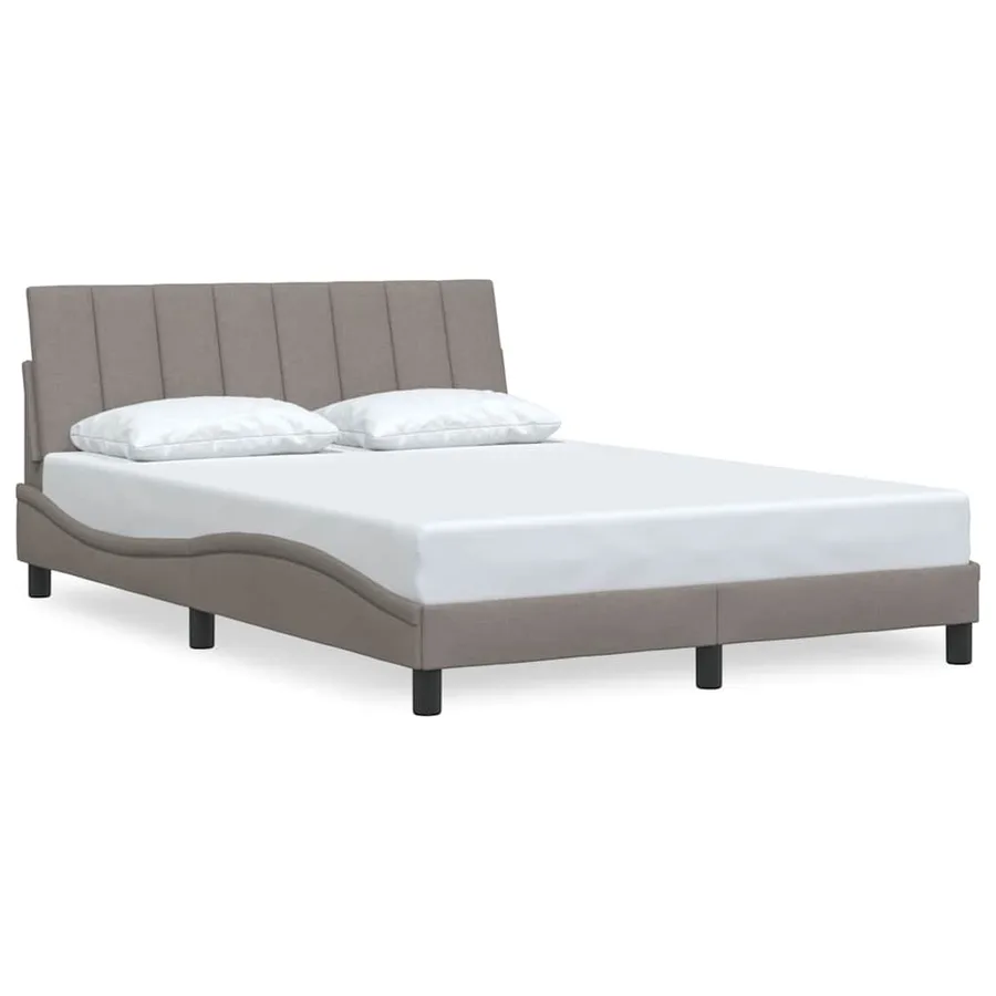 Cadre de lit sans matelas Hanko taupe 140x190 cm tissu - 2