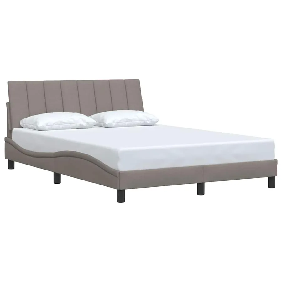 Cadre de lit sans matelas Hanko taupe 140x190 cm tissu - 3