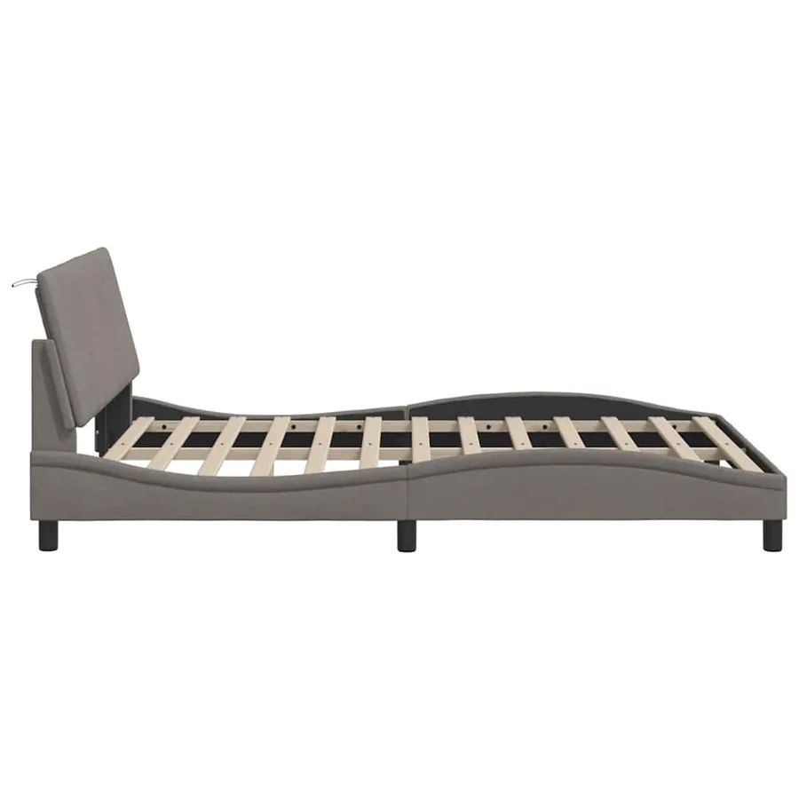 Cadre de lit sans matelas Hanko taupe 140x190 cm tissu - 8