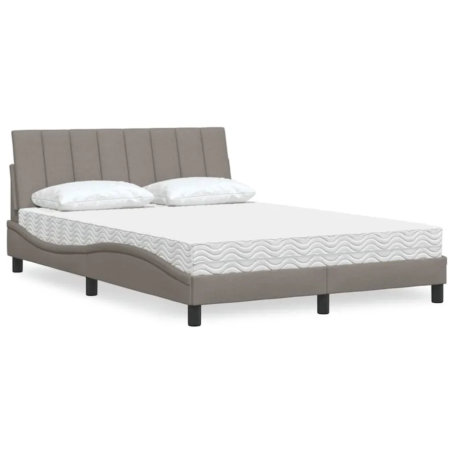 Lit avec matelas Hanko taupe 140x190 cm tissu