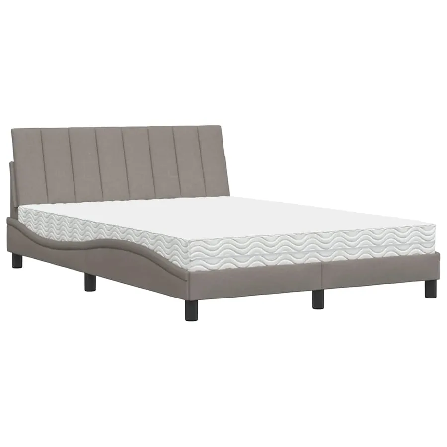 Lit avec matelas Hanko taupe 140x190 cm tissu - 2