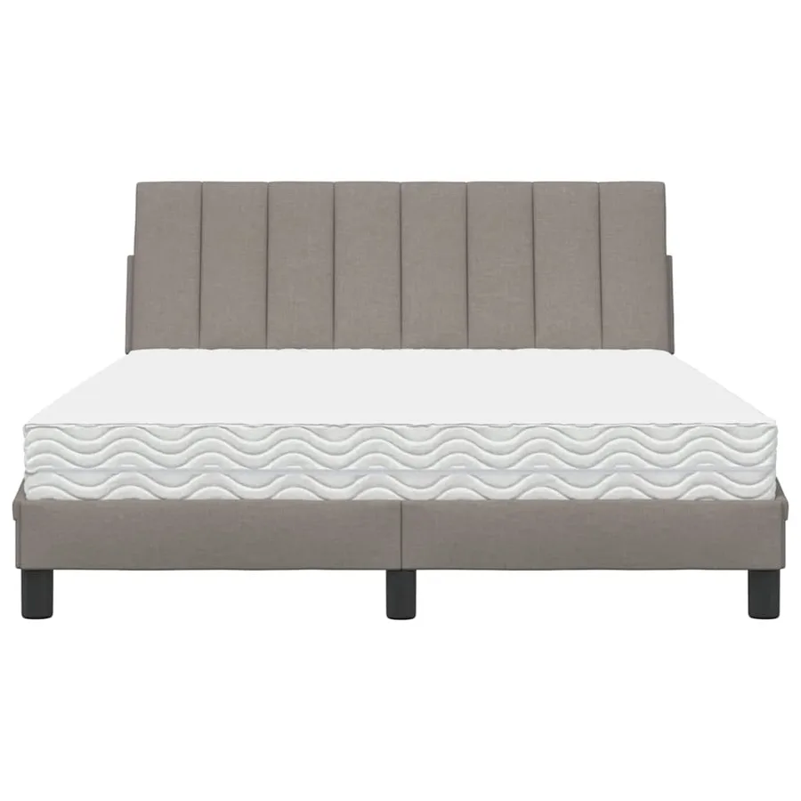 Lit avec matelas Hanko taupe 140x190 cm tissu - 5