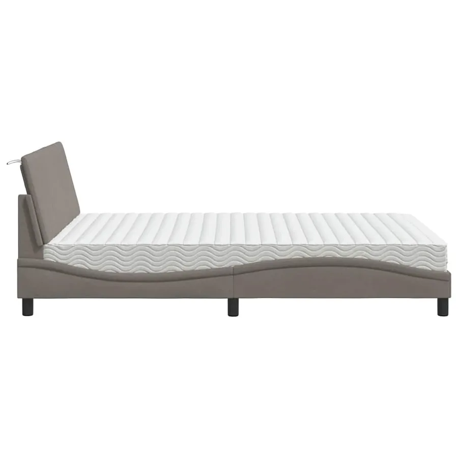 Lit avec matelas Hanko taupe 140x190 cm tissu - 6