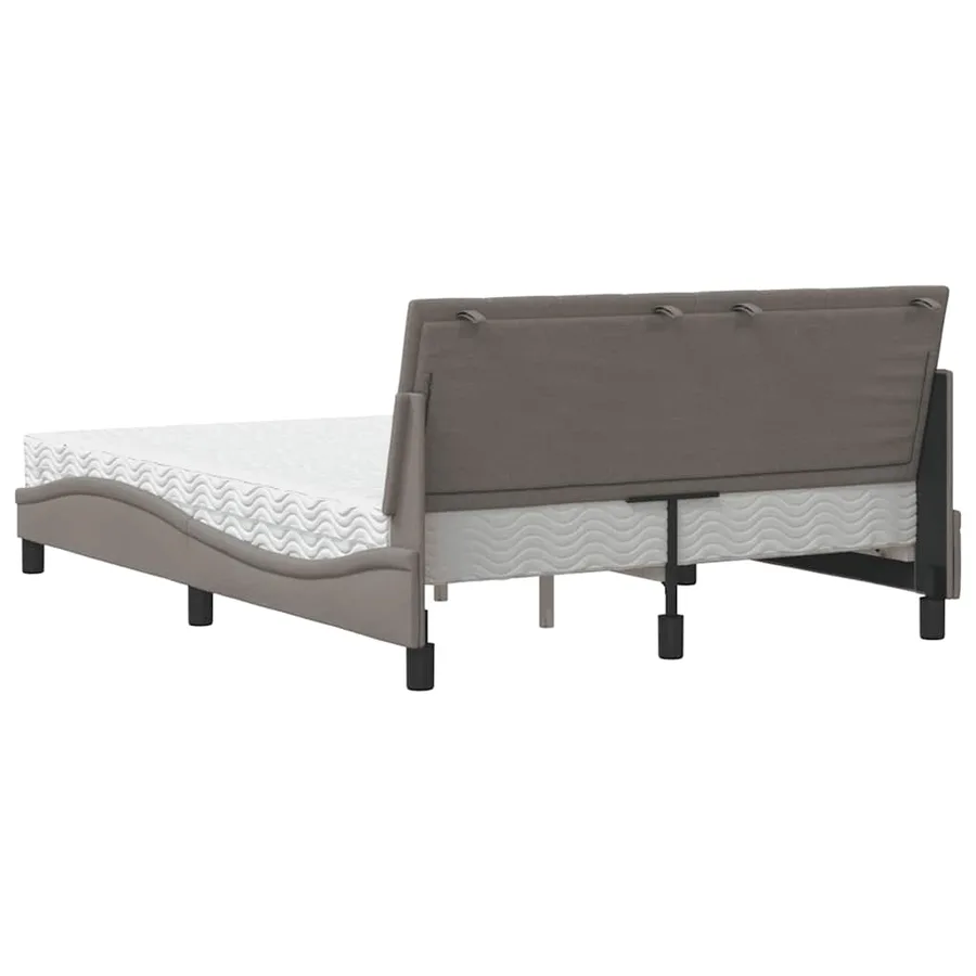 Lit avec matelas Hanko taupe 140x190 cm tissu - 7