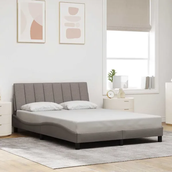 Cadre de lit sans matelas Hanko taupe 140x200 cm tissu