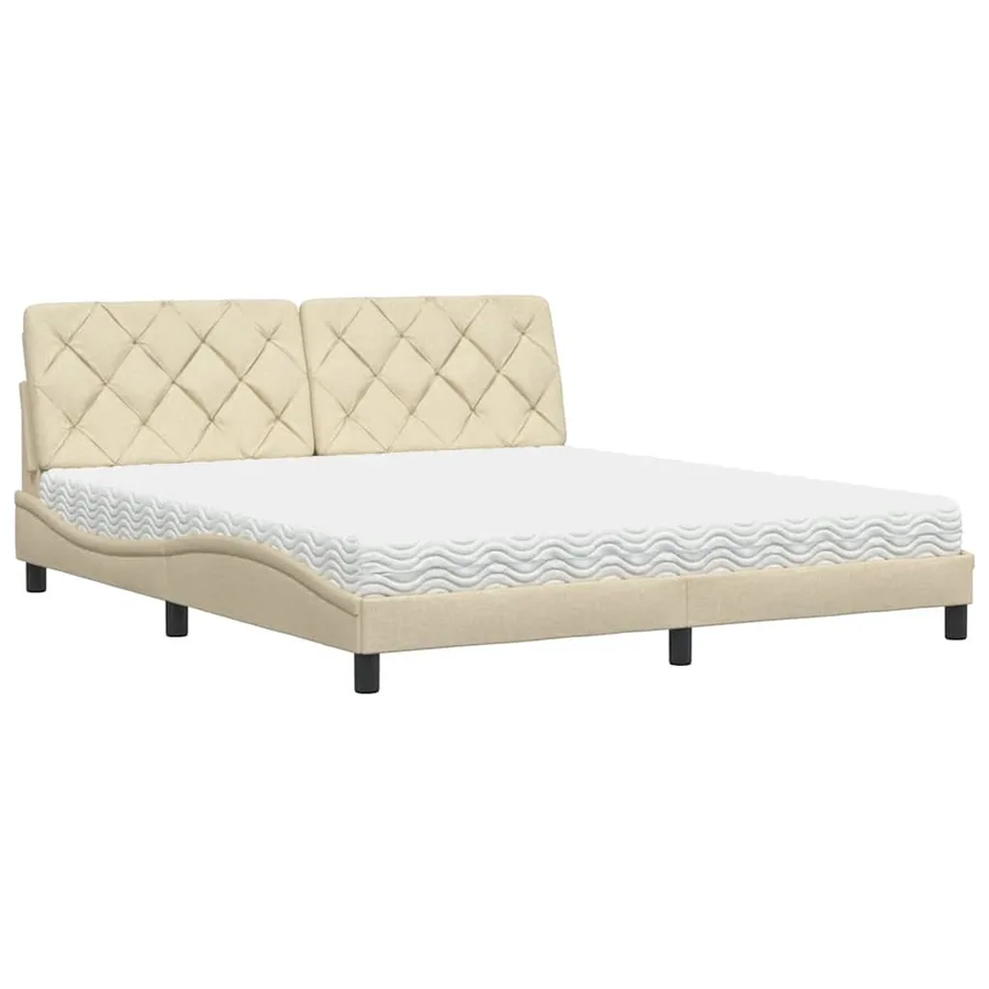Lit avec matelas crème 180x200 cm tissu - 2