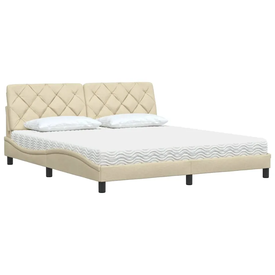 Lit avec matelas crème 180x200 cm tissu - 4