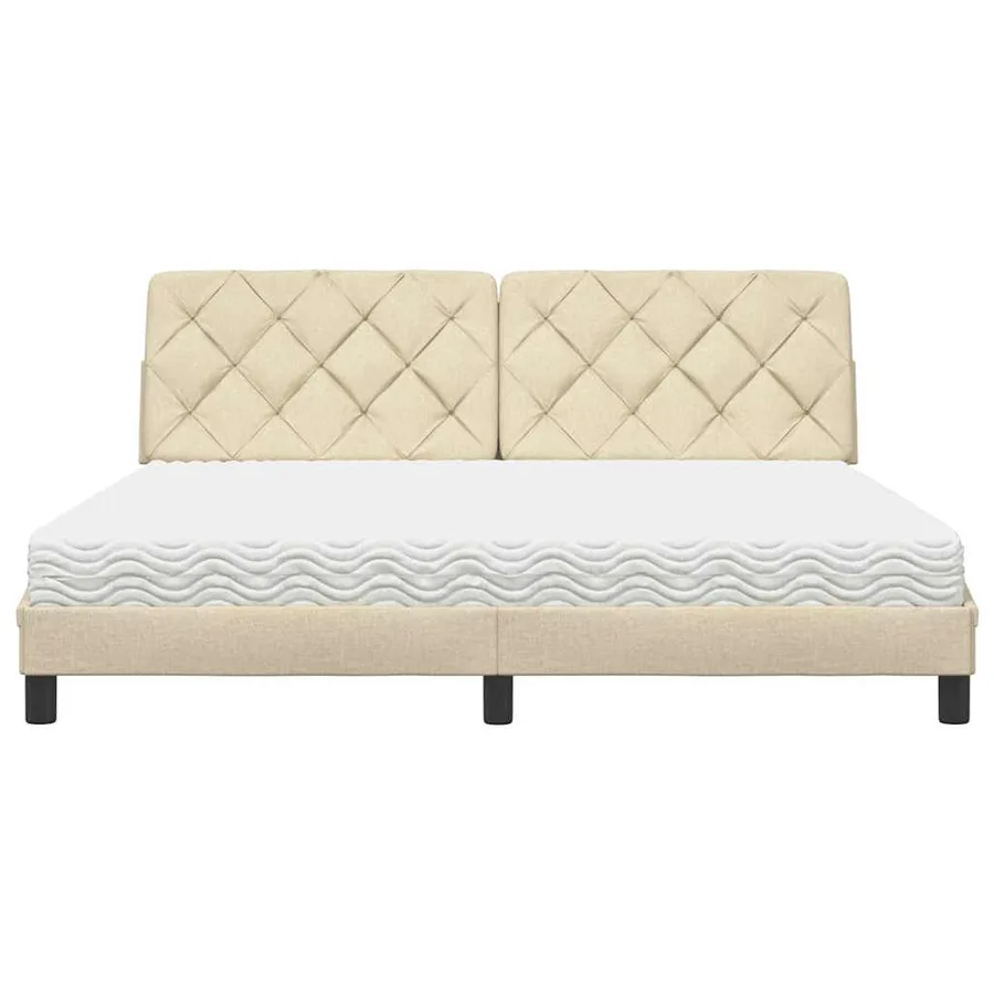 Lit avec matelas crème 180x200 cm tissu - 5