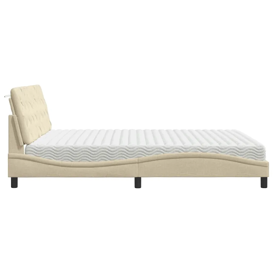 Lit avec matelas crème 180x200 cm tissu - 6