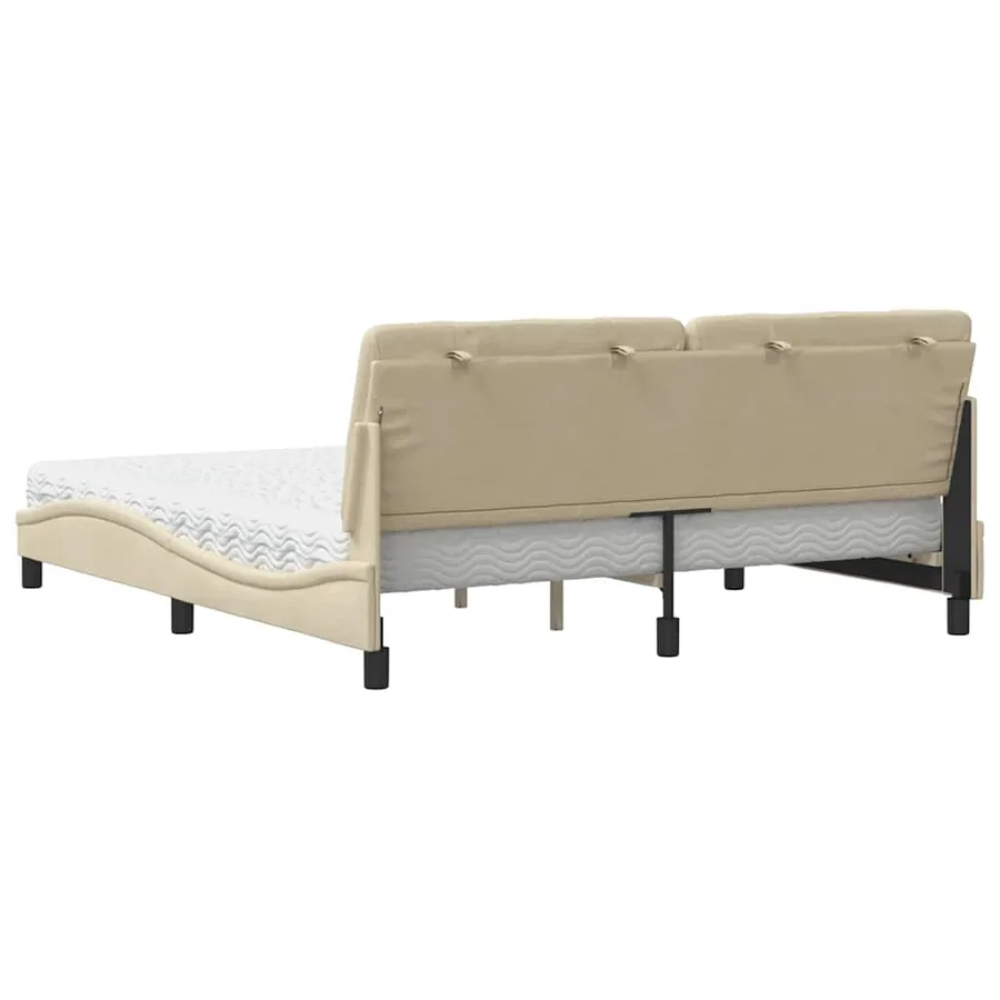 Lit avec matelas crème 180x200 cm tissu - 7
