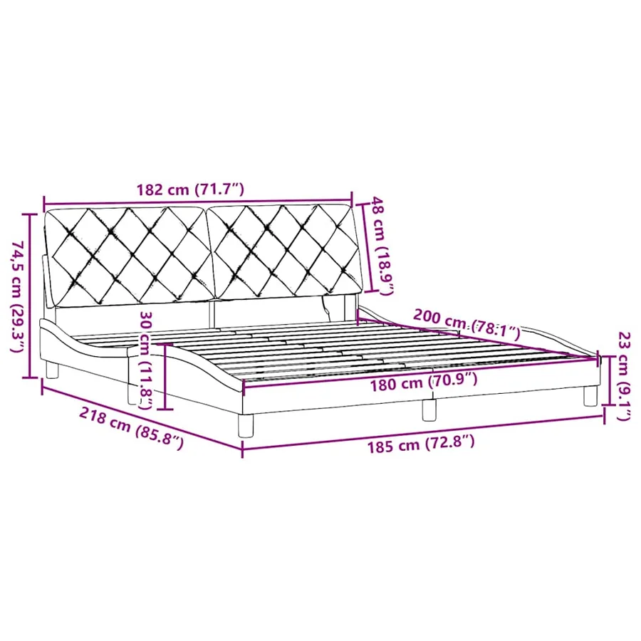 Cadre de lit avec LED sans matelas crème 180x200 cm tissu - 15