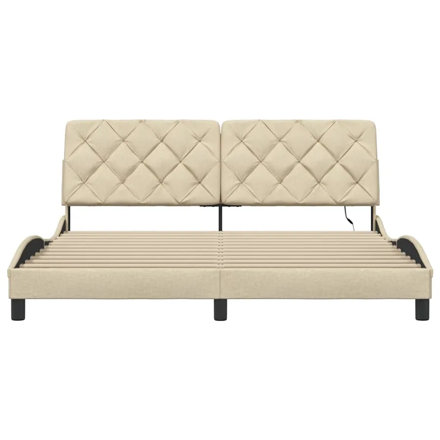 Cadre de lit avec LED sans matelas crème 180x200 cm tissu - 6