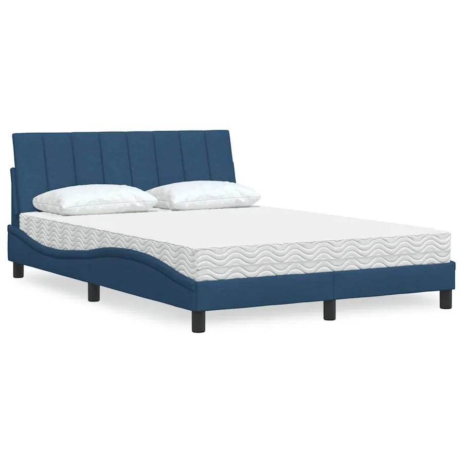 Lit avec matelas Hanko bleu 140x200 cm tissu