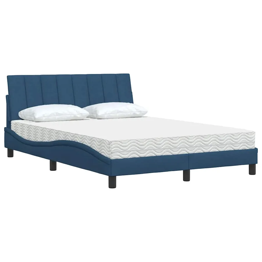 Lit avec matelas Hanko bleu 140x200 cm tissu - 4
