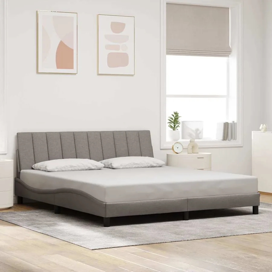 Cadre de lit sans matelas Hanko taupe 180x200 cm tissu