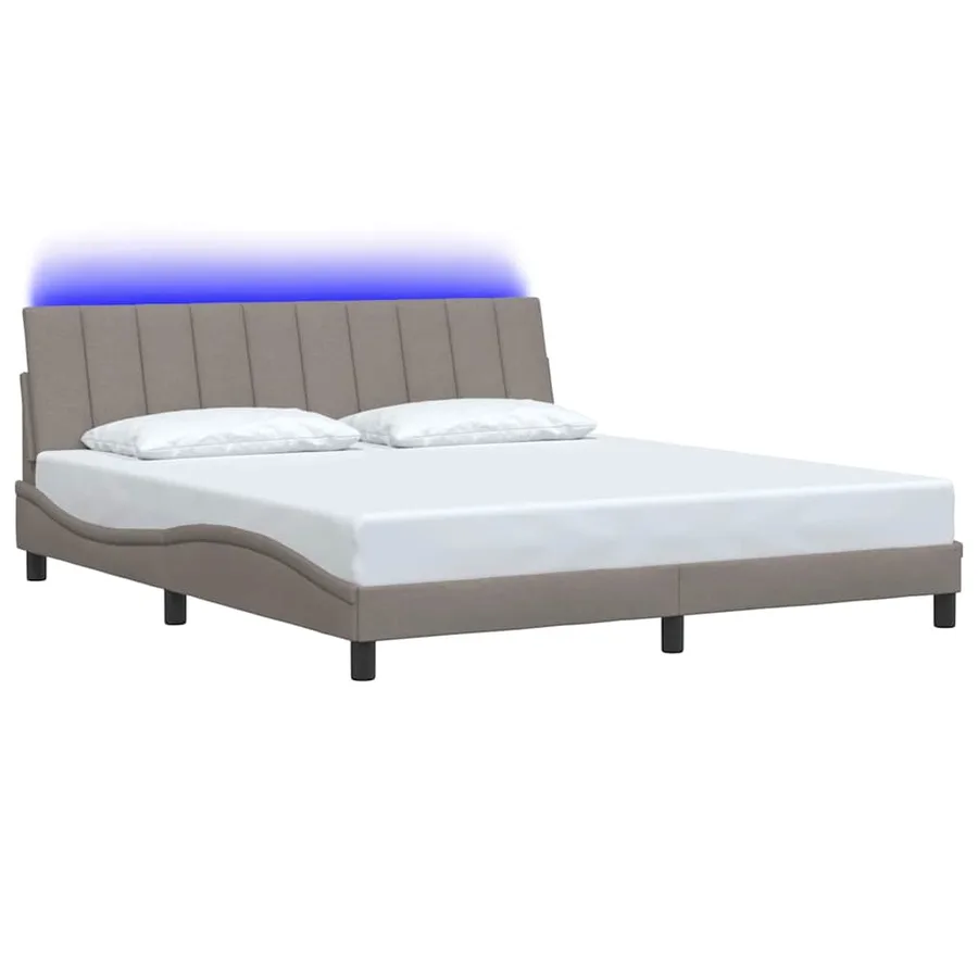 Cadre de lit sans matelas Hanko taupe 180x200 cm tissu - 3