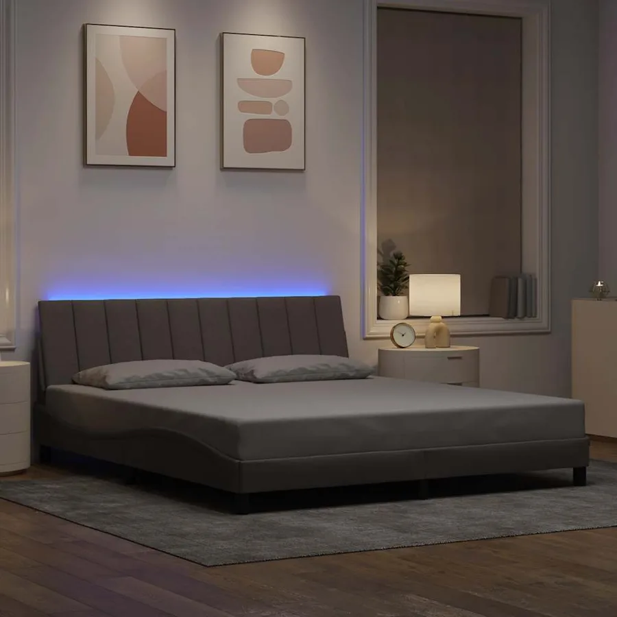 Cadre de lit sans matelas Hanko taupe 180x200 cm tissu - 4