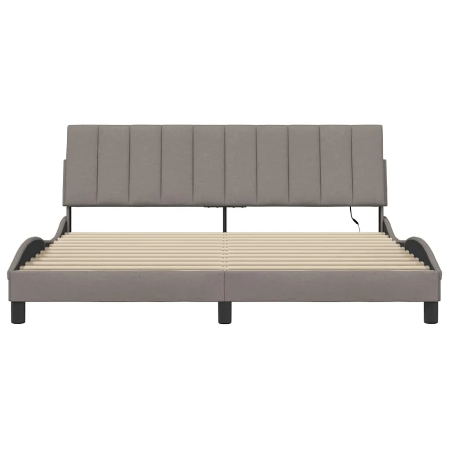 Cadre de lit sans matelas Hanko taupe 180x200 cm tissu - 6