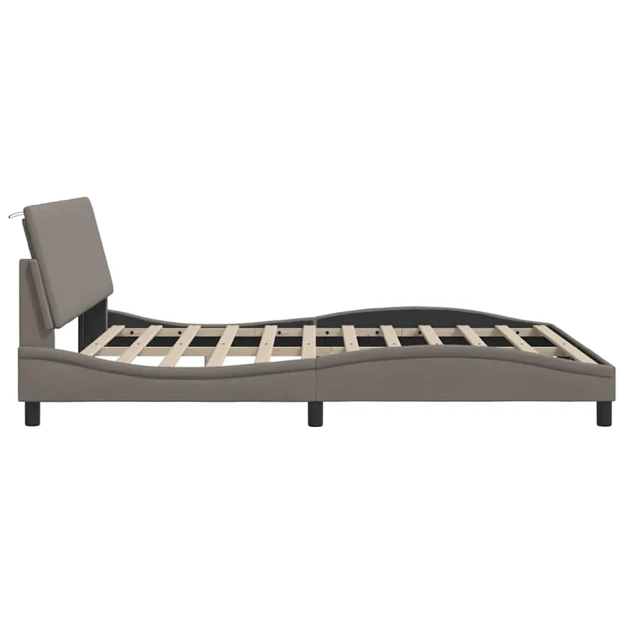 Cadre de lit sans matelas Hanko taupe 180x200 cm tissu - 9