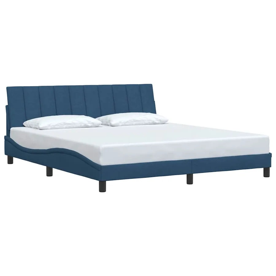 Cadre de lit sans matelas Hanko bleu 180x200 cm tissu - 3
