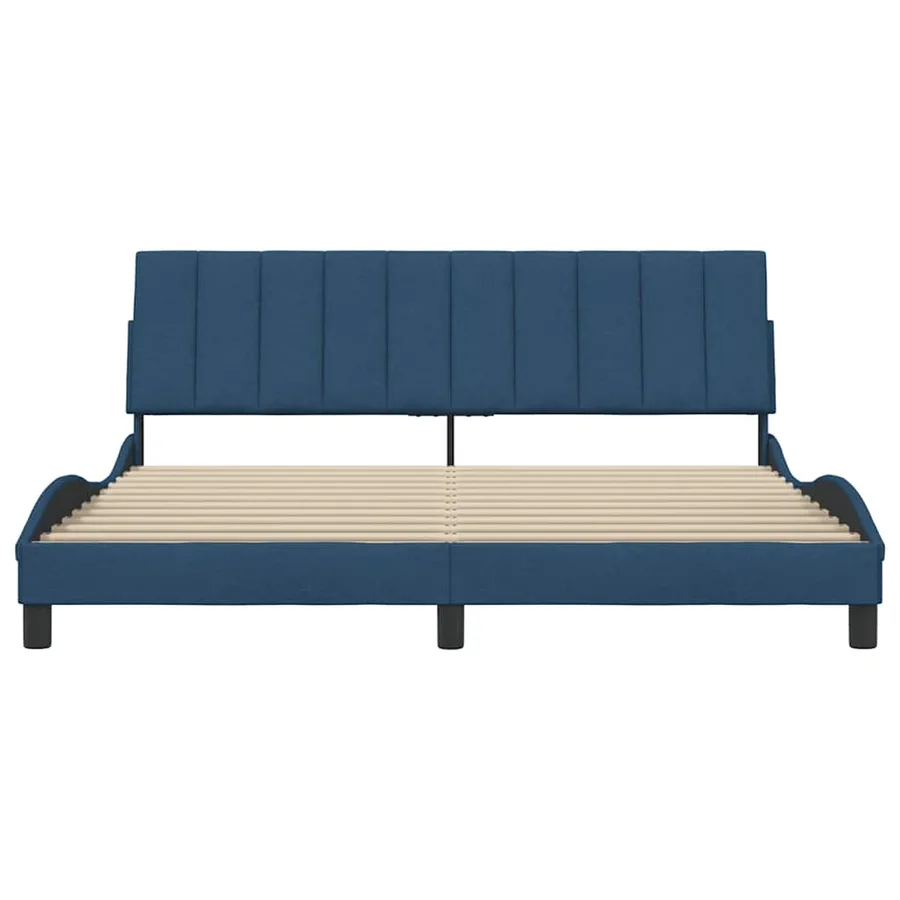 Cadre de lit sans matelas Hanko bleu 180x200 cm tissu - 4