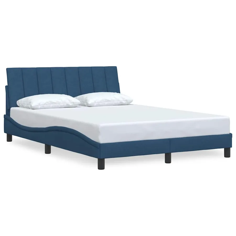 Cadre de lit sans matelas Hanko bleu 140x200 cm tissu - 2
