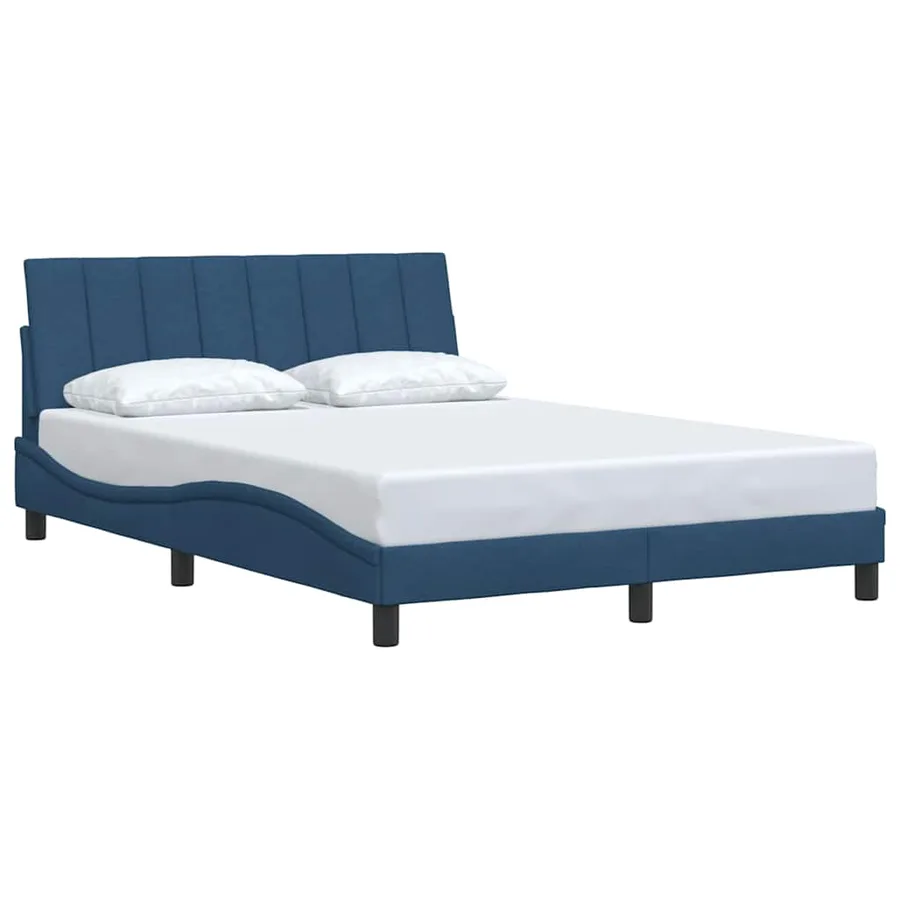Cadre de lit sans matelas Hanko bleu 140x200 cm tissu - 3