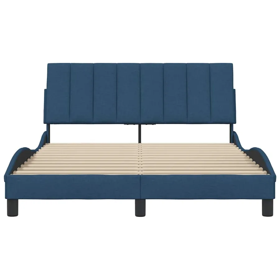 Cadre de lit sans matelas Hanko bleu 140x200 cm tissu - 4