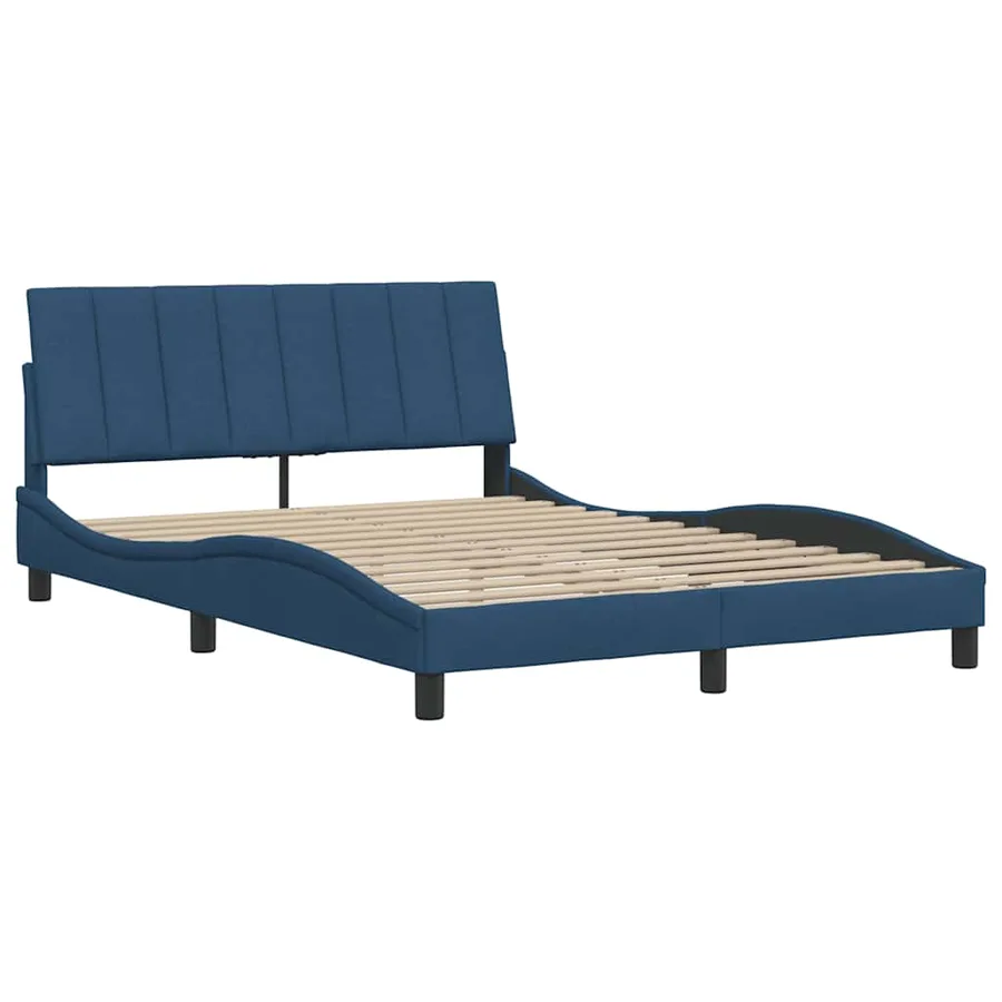 Cadre de lit sans matelas Hanko bleu 140x200 cm tissu - 7