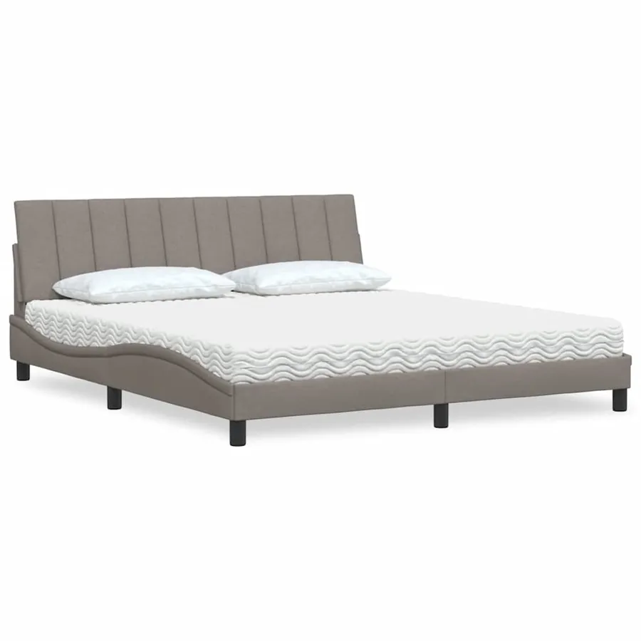 Lit avec matelas Hanko taupe 180x200 cm tissu