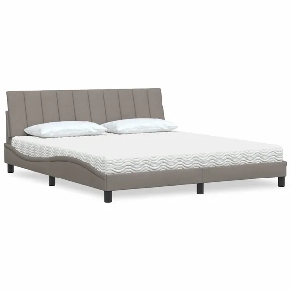 Lit avec matelas Hanko taupe 180x200 cm tissu