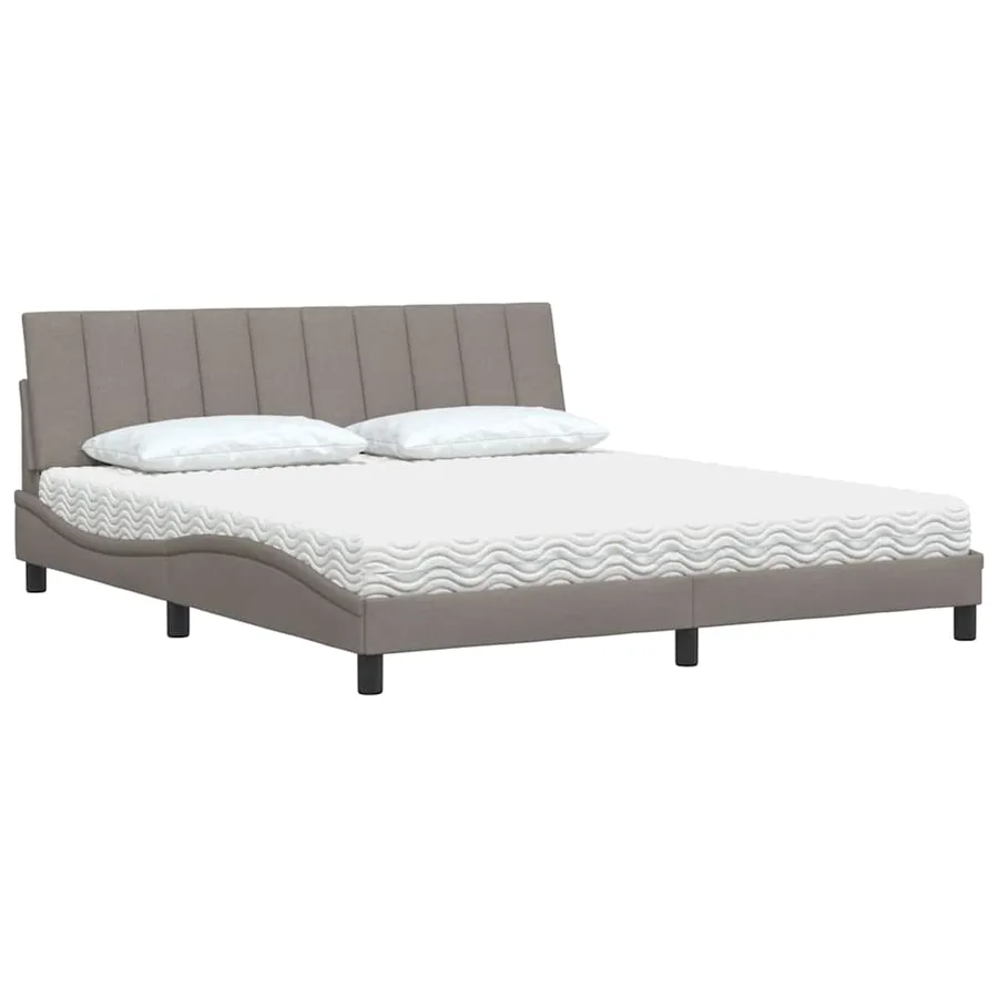 Lit avec matelas Hanko taupe 180x200 cm tissu - 4