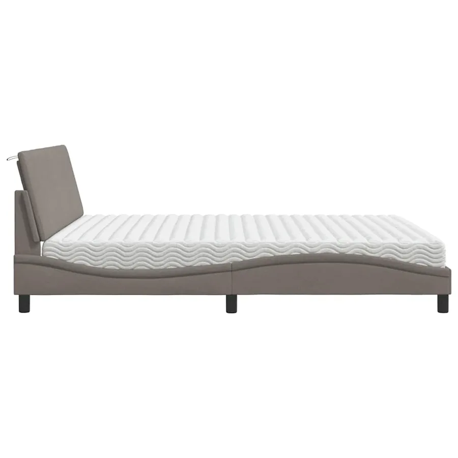 Lit avec matelas Hanko taupe 180x200 cm tissu - 6