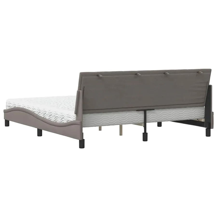 Lit avec matelas Hanko taupe 180x200 cm tissu - 7