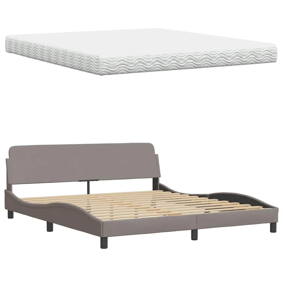 Lit avec matelas Hanko taupe 180x200 cm tissu - 8