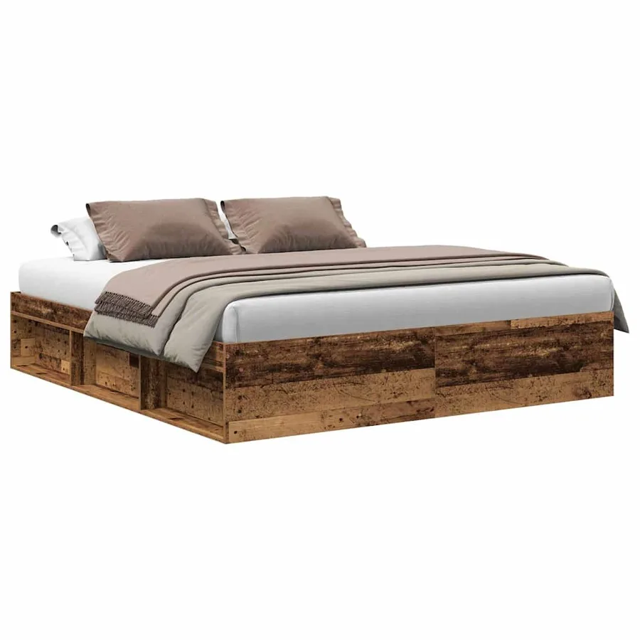 Cadre de lit sans matelas vieux bois 180x200 cm bois ingénierie - 2