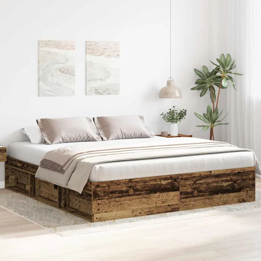 Cadre de lit sans matelas vieux bois 180x200 cm bois ingénierie - 3