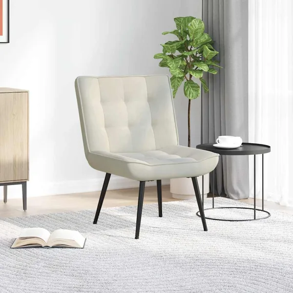 Chaise de relaxation crème 64x74x84 cm velours