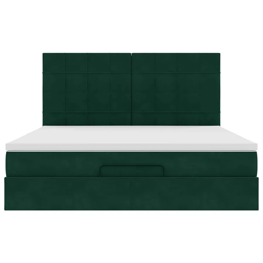 Cadre de lit ottoman avec matelas vert foncé 180x200cm velours - 7