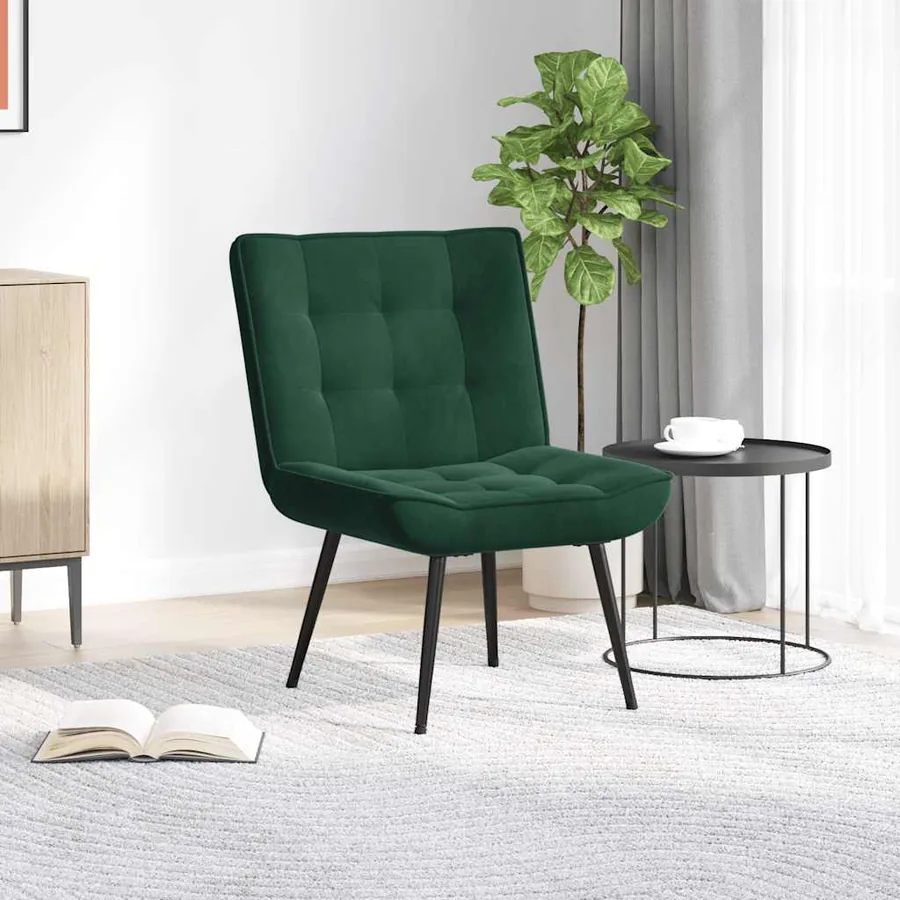 Chaise de relaxation vert foncé 64x74x84 cm velours