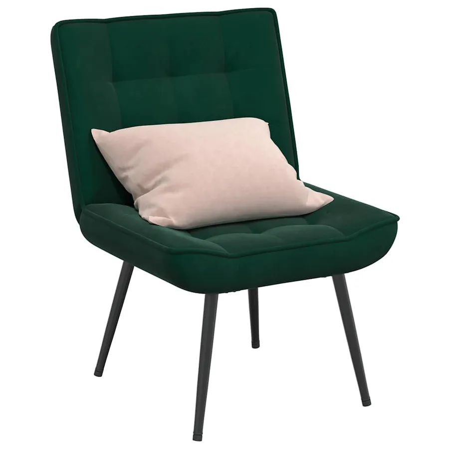Chaise de relaxation vert foncé 64x74x84 cm velours - 3