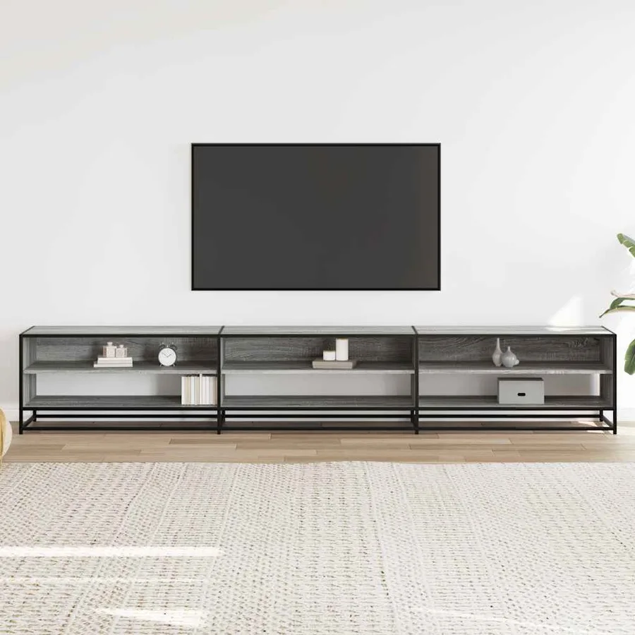 Meuble TV sonoma gris 270x40x46 cm bois d'ingénierie - 3